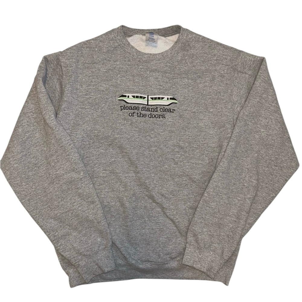 Happily Ever Threads Green Monorail Sweatshirt Sz M